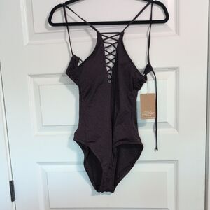 NWT Strappy Dark Purple One-Piece Swimsuit